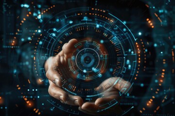 Obraz premium A person's hands grasping a futuristic device, ideal for tech or sci-fi themed concepts