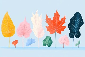 Obraz premium Illustration of various maple leaves in different colors for a coloring book celebrating the essence of autumn