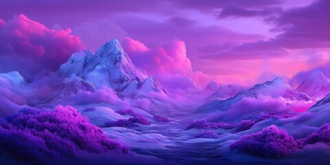 Floral landscapes with majestic mountains in the background, Floral landscapes with beautiful mountains in the background