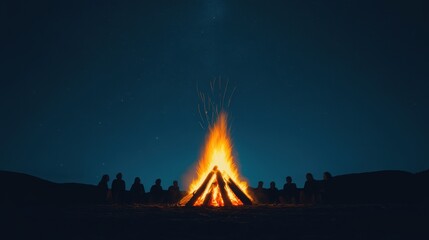 A cozy campfire scene under a starlit sky, where friends gather to share stories and enjoy the warm glow of the flames.