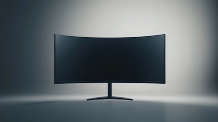 Realistic illustration of a blank curved screen monitor available in 4K resolution featuring a wide flat display with LCD or OLED technology