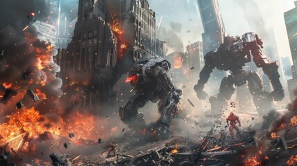 Robots Fight With Monsters Destroyed