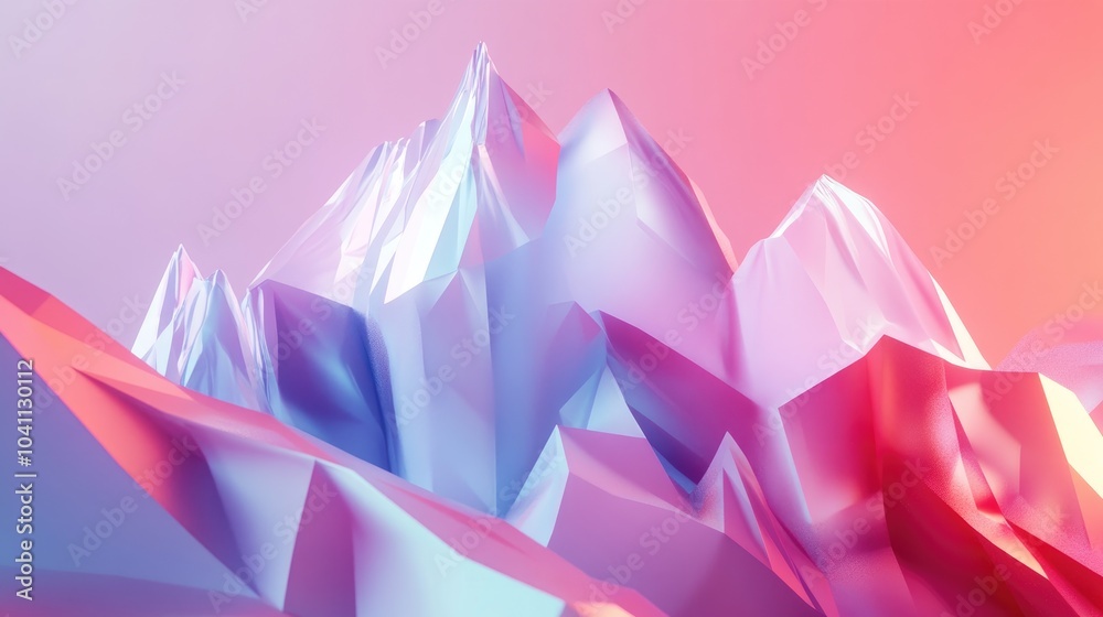 Poster low poly abstract geometric background featuring a modern gradient color scheme in a fantasy 3d rend