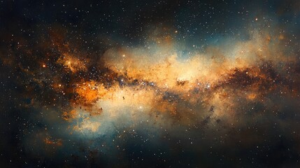 Fototapeta premium Oil painting depicting the Milky Way showcasing a stunning celestial scene