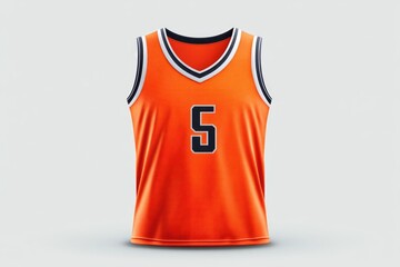 Athletic wear with orange and white colors, featuring the number 5 on the back
