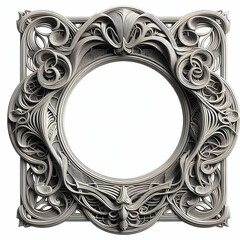 3D Art Nouveau Frame Design, AI Generated Patterns, Ornate Organic Lines, Customizable Artwork Space, Iconic Decor, Digital Artistry, Mastery in Modern Design, Unique Wall Art Concept