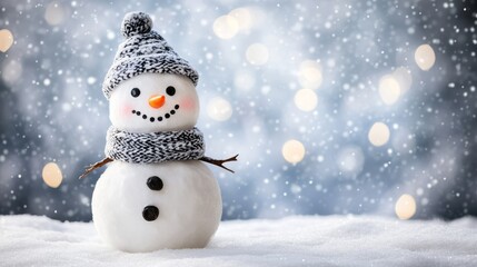 Fototapeta premium Playful Snowman in a Classic Winter Scene