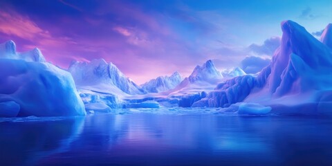 Icebergs drifting in a picturesque glacier lagoon, Icebergs floating in a scenic glacier lake