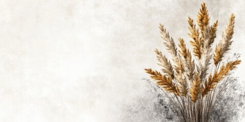 Close-up of pampas grass on a neutral beige background Plant texture suitable for Scandinavian minimalistic home decor