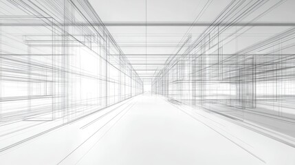 Fototapeta premium 3D rendering of an interior outline sketch showcasing the perspective of a supervisory space