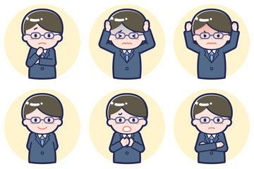 男性教師のポーズセット_05