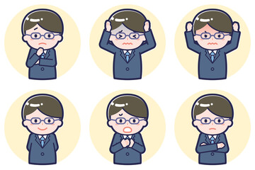 男性教師のポーズセット_05