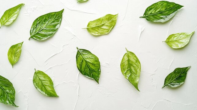 Oil painting featuring a green themed logo with a leaf pattern on a white backdrop representing ecological banner collections and eco friendly design elements