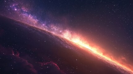 Colorful starry skies of the Milky Way in 3D cartoon rendering