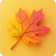 Obraz premium 3D Autumn Leaves Icon: Fall Foliage and Nature Symbol Illustration Logo