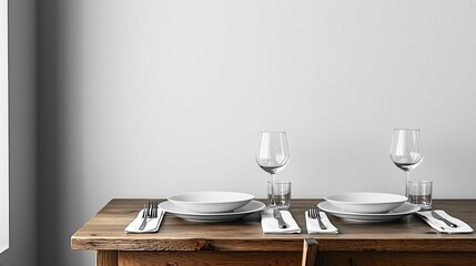 Simple Clean Dining Table Setup with Two Plates