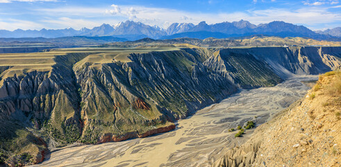Spectacular Anjihai Grand Canyon natural landscape in Xinjiang. Famous earthquake fault zone...