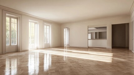 Fototapeta premium Realistic interior of an empty apartment in 3D rendering
