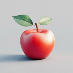 3D Crisp Apple Icon: Fresh Autumn Fruit Illustration Logo