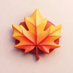 3D Fall Foliage Icon: Vibrant Autumn Leaves Illustration Logo