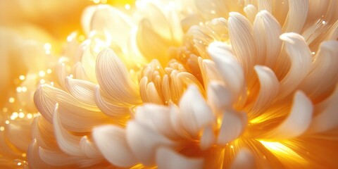 Obraz premium Close-up of a vibrant chrysanthemum flower showcasing intricate petal details, Vibrant close-up of a chrysanthemum flower highlighting petal details