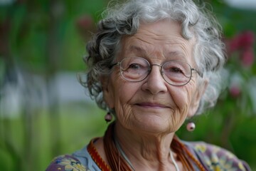 Portrait of mature female with reading glasses and jewelry