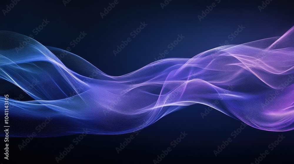 Poster blue and purple wave lines create a light gradient against a dark backdrop this abstract design repr