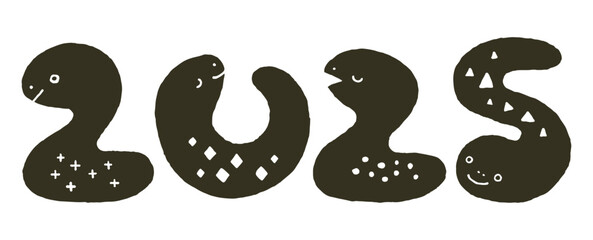 2025年　ポップなへび年年賀状素材