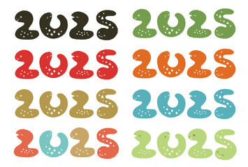 2025年　ポップなへび年年賀状素材