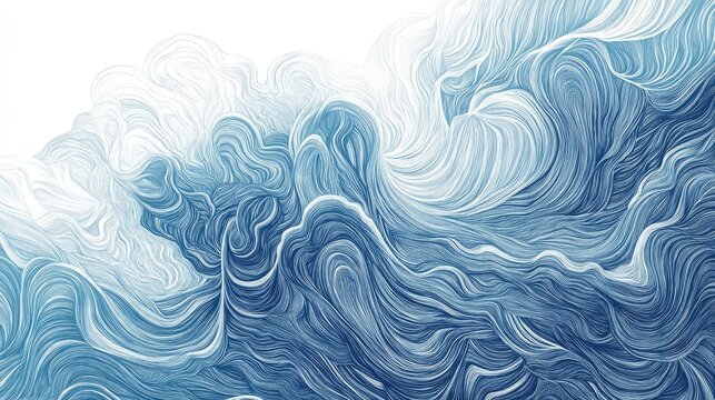 Hand drawn abstract wavy lines with a billowy and squiggly appearance Line art illustration featuring a wave like background in an ink painting style for decorative purposes