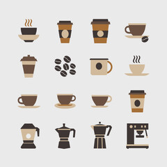 Fototapeta premium Coffee in Flat Design icon set