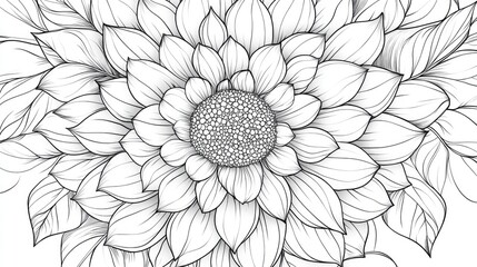 Line art of a mandala flower designed for drawing and coloring activities