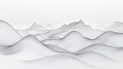 Obraz premium Elegant mountain line art backdrop featuring a luxurious black and white wallpaper design suitable for covers and invitations