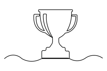 Continuous one line drawing of Winner trophy isolated on white background