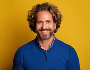 Fototapeta premium Studio Portrait of Handsome Mature Man Happily Smiling