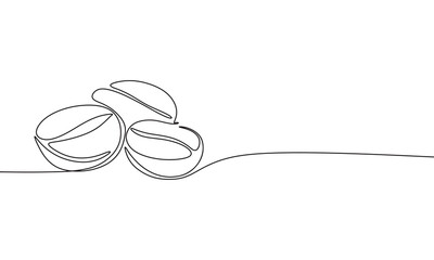 Coffee beans one line continuous. Coffee line art. Hand drawn vector art.
