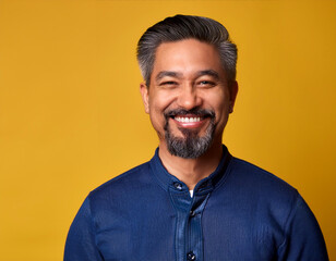 Fototapeta premium Studio Portrait of Handsome Mature Man Happily Smiling