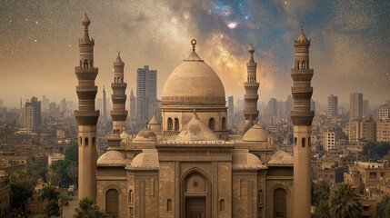 Obraz premium mosque at sunset