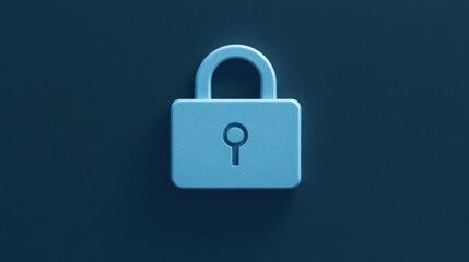 Fototapeta premium A modern blue padlock symbolizing security and protection on a dark background, ideal for privacy and safety themes.