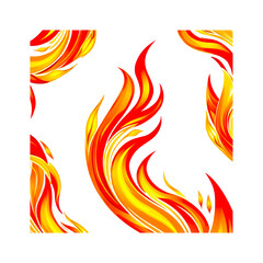 Icon Flat flame Fire fireball red hot campfire yellow heat wildfire and bonfire burn power fiery