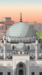 Obraz premium Mosque illustration design on vertical 31.