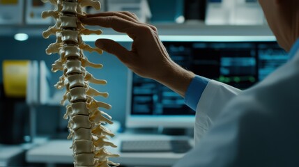Doctor Explains Human Spine Anatomy with Model