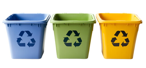 set of a recycling bin collection isolated transparent background