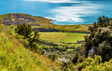 Obraz premium Lake Hawea and the mountains, Otago, South Island, New Zealand, Oceania.
