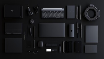 Obraz premium Design black and white concept for different categories of design such as graphic and web design, logo, camera and product design, company identity, branding, marketing material,social media