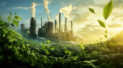 Industrial Landscape with Green Foliage