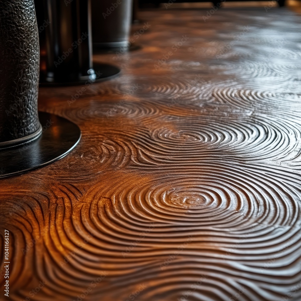 Poster close-up of a textured wooden surface with concentric circles.