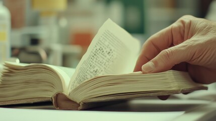 Close-Up of Hand Turning Pages of a Book