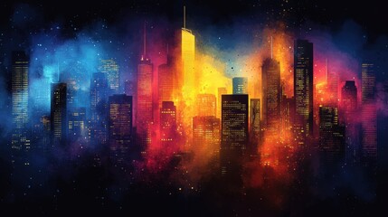 Obraz premium Cityscape in Vivid Colors