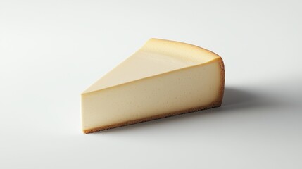 A Single Slice of Plain Cheesecake on a White Background